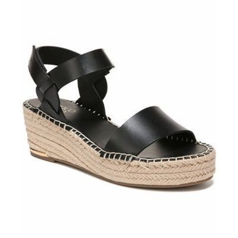 FRANCO SARTO Women’s Black Patra Espadrille Wedge Sandals Size 8.5
